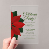 レッドポインセチアクリスマスパーティの招待状 アクリル招待状 (インサイチュ (ポータブル))