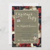 レッドポインセチアクリスマスパーティの招待状 招待状 (正面)