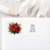 レッドポインセチアクリスマス差出人住所ラベル ラベル (インサイチュ)