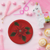 レッドポインセチアクリスマス7" ペーパープレート (パーティー)