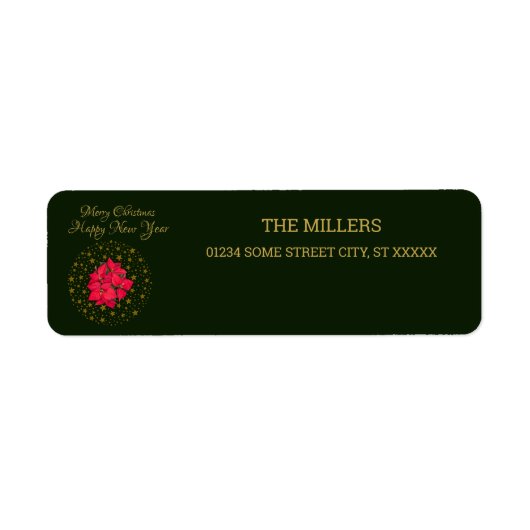 レッドポインセチアグリッター星空 ラベル (正面)