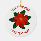 レッドポインセチアパーソナライズされた花クリスマス セラミックオーナメント (正面)
