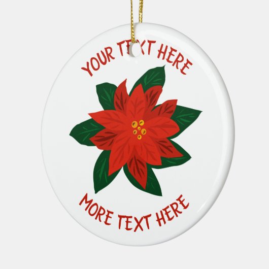 レッドポインセチアパーソナライズされた花クリスマス セラミックオーナメント (左)