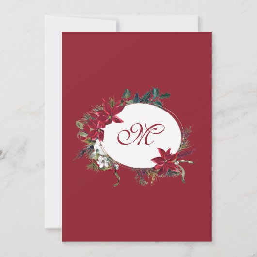 レッドポインセチアパーティー水彩 招待状 (裏面)