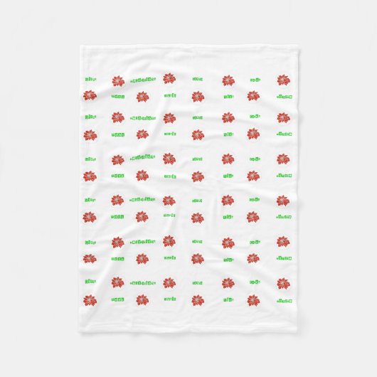 レッドポインセチアフラワーアンドグリーンホリデーブランケット フリースブランケット (正面)