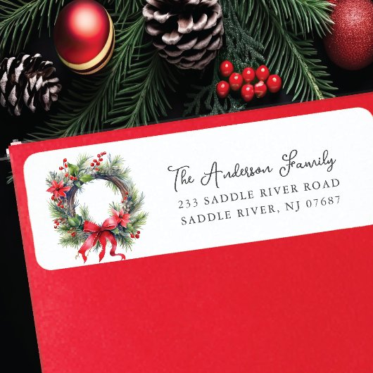 レッドポインセチアフラワーリース ラベル