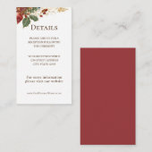 レッドポインセチアフローラクリスマスウィンターウェディング エンクロージャーカード (正面/裏面)