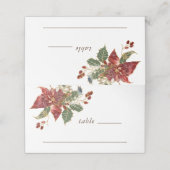 レッドポインセチアフローラクリスマスウィンターウェディング プレイスカード (外部開封)