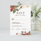 レッドポインセチアフローラクリスマスウィンターウェディング 出欠カード (スタンド正面)