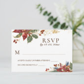 レッドポインセチアフローラクリスマスウィンターウェディング 出欠カード (スタンド正面)