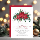 レッドポインセチアフローラクリスマスカクテルパーティー 招待状