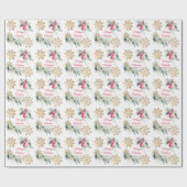 レッドポインセチアフローラクリスマスディナーパーティー ラッピングペーパー (フラット)