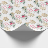 レッドポインセチアフローラクリスマスディナーパーティー ラッピングペーパー (角)