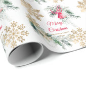 レッドポインセチアフローラクリスマスディナーパーティー ラッピングペーパー (ロールコーナー)