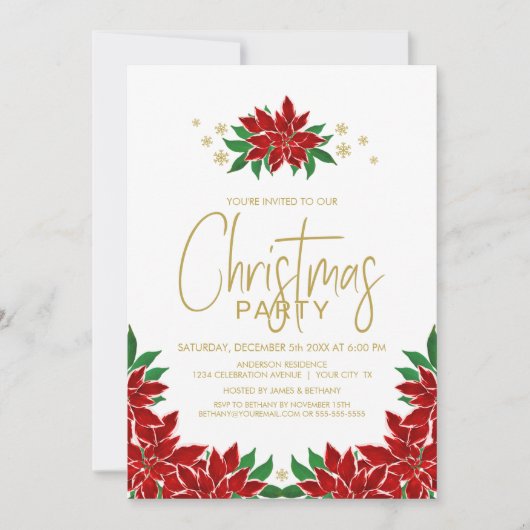 レッドポインセチアフローラクリスマスパーティー 招待状 (正面)