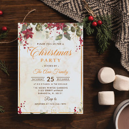 レッドポインセチアフローラクリスマスパーティー 招待状