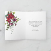レッドポインセチアフローラクリスマスフォト水彩色 シーズンカード (内部)