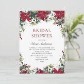 レッドポインセチアフローラクリスマスブライダルシャワー 招待状 (スタンド正面)