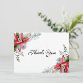 レッドポインセチアフローラクリスマスベビーシャワー サンキューカード (スタンド正面)