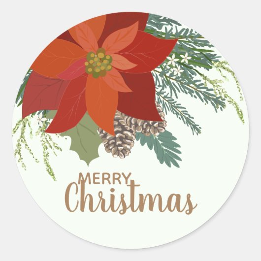 レッドポインセチアフローラブーケ ラウンドシール (正面)