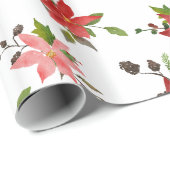 レッドポインセチアフローラホリデーパターン ラッピングペーパー (ロールコーナー)