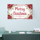 レッドポインセチアフローラメリークリスマスホリデー 横断幕 (トレードショー)