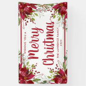レッドポインセチアフローラメリークリスマスホリデー 横断幕 (縦)