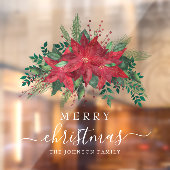 レッドポインセチアフローラメリークリスマス ウィンドウサイン (シート2)