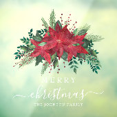 レッドポインセチアフローラメリークリスマス ウィンドウサイン (シート3)