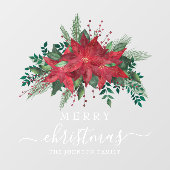 レッドポインセチアフローラメリークリスマス ウィンドウサイン (シート)