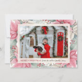 レッドポインセチアフローラ写真メリークリスマス シーズンカード (正面)