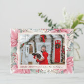 レッドポインセチアフローラ写真メリークリスマス シーズンカード (スタンド正面)