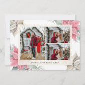 レッドポインセチアフローラ写真メリークリスマス シーズンカード (裏面)