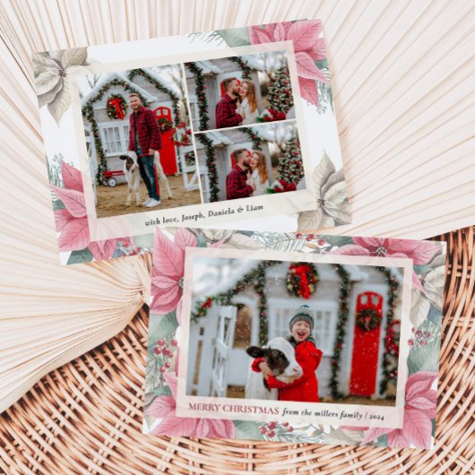 レッドポインセチアフローラ写真メリークリスマス シーズンカード