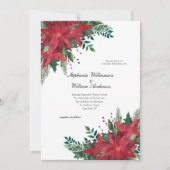 レッドポインセチアフローラ冬の結婚クリスマス 招待状 (正面)