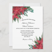 レッドポインセチアフローラ冬の結婚クリスマス 招待状 (正面)