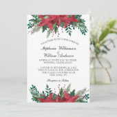 レッドポインセチアフローラ冬の結婚クリスマス 招待状 (スタンド正面)