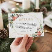 レッドポインセチアフローラ冬季ウェディング詳細 エンクロージャーカード