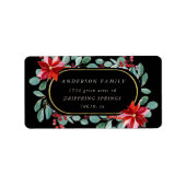 レッドポインセチアフローラ差出人住所ラベル ラベル (正面)