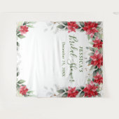 レッドポインセチアブライダルシャワーフォトブース背景 タペストリー (正面(横))