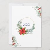 レッドポインセチアホリークリスマスクリスマスイブパーティー 招待状 (裏面)