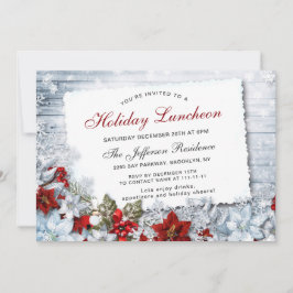 レッドポインセチアホリークリスマスホリデーランチョン 招待状