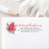 レッドポインセチアメリークリスマス差出人住所 ラベル (インサイチュ)