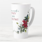 レッドポインセチアメリーブーケリトルクリスマス カフェラテマグ (右アングル)