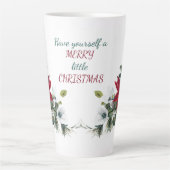 レッドポインセチアメリーブーケリトルクリスマス カフェラテマグ (正面)