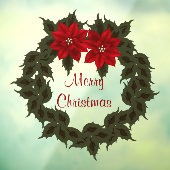 レッドポインセチアリースクリスマスビニール ウィンドウサイン (シート3)