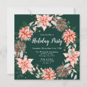 レッドポインセチアリースホリデーパーティー 招待状 (正面)