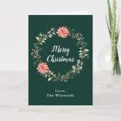 レッドポインセチアリースメリークリスマス シーズンカード (正面)