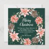 レッドポインセチアリースメリークリスマス シーズンカード (正面)