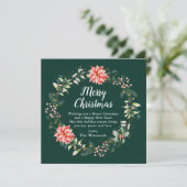 レッドポインセチアリースメリークリスマス シーズンカード (スタンド正面)